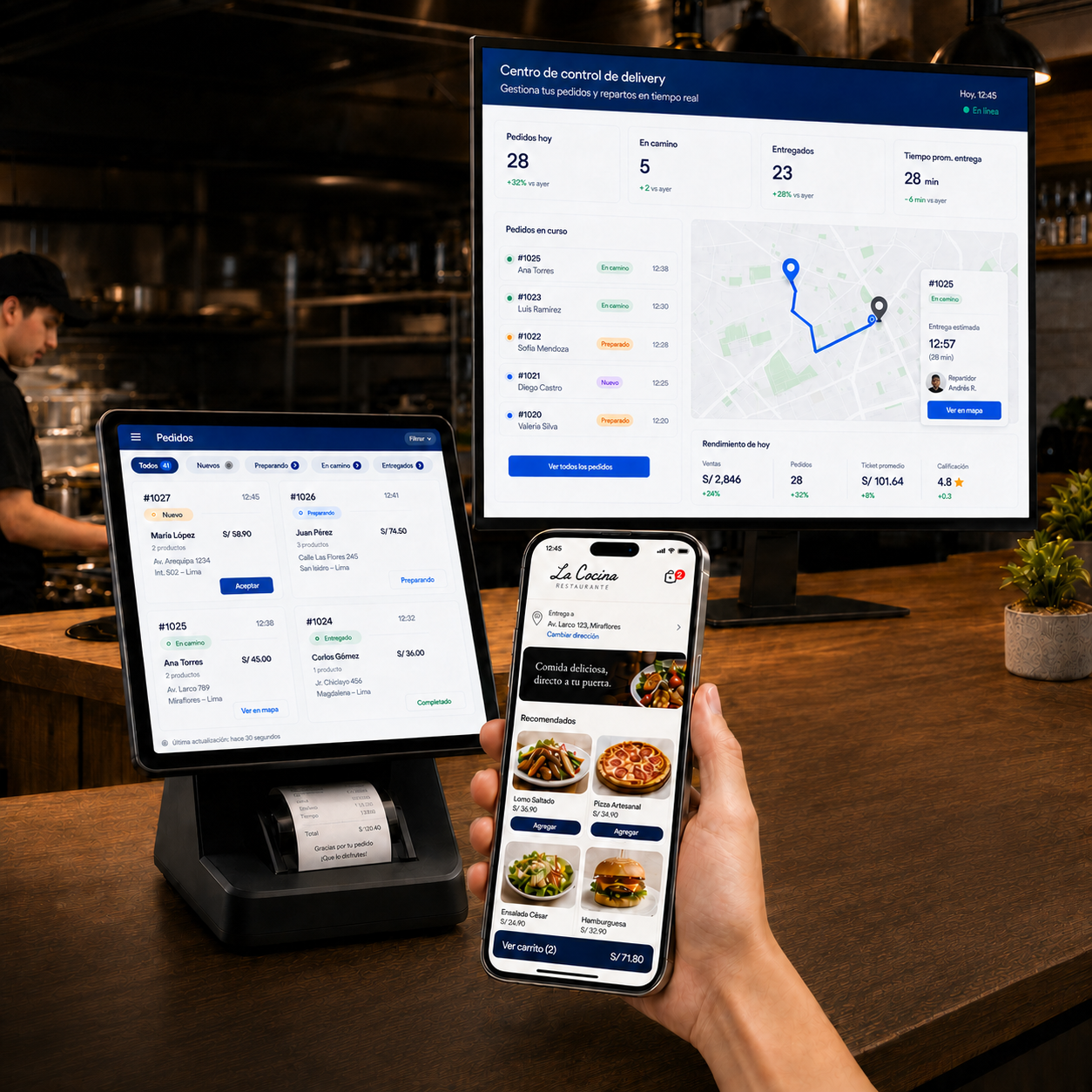 Centro de control de delivery propio de Growthsuite con seguimiento GPS en tiempo real