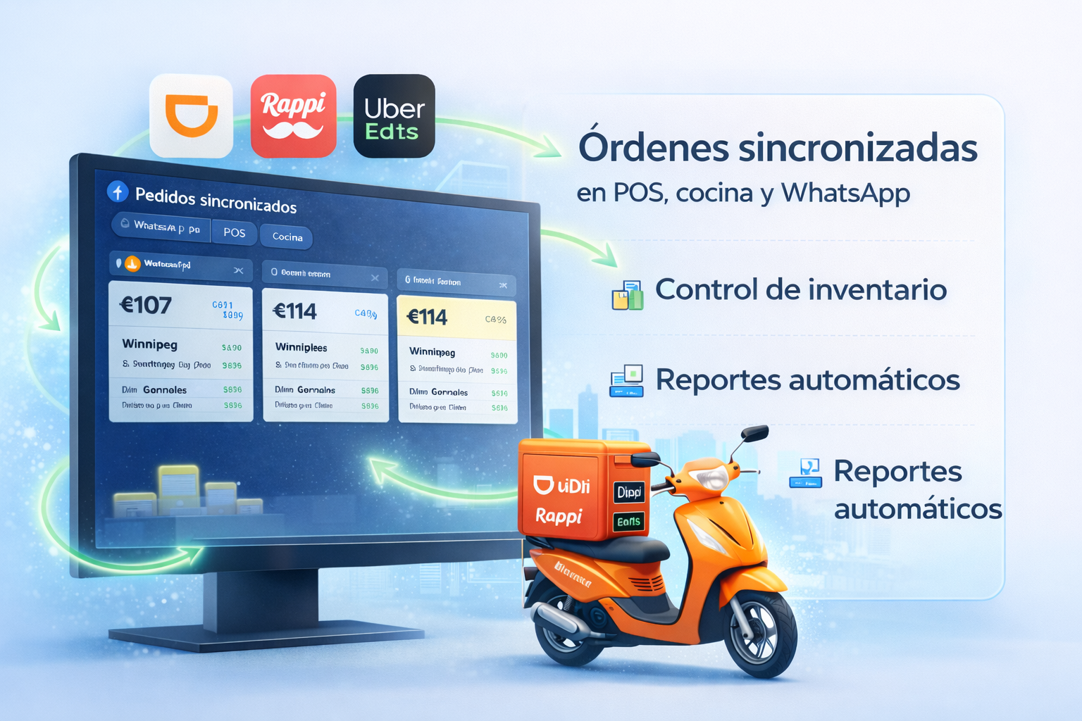 Growthsuite sincroniza pedidos en Punto de Venta (POS), cocina y WhatsApp